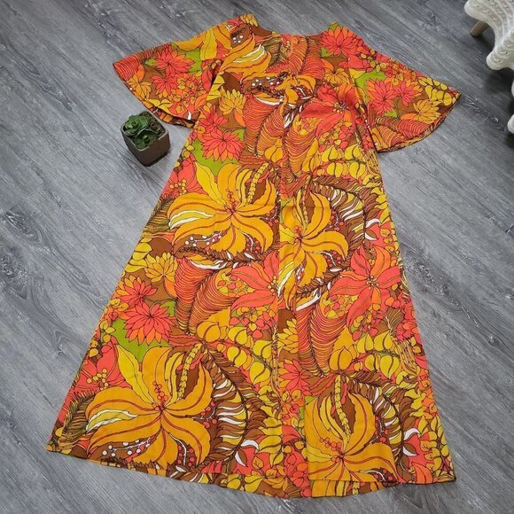 Honolulu Originals Vintage Floral Hawaiian Dress M - Picture 1 of 8